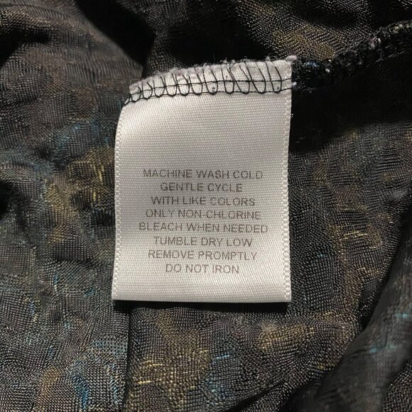 White Stag Stretch Blouse XL Black Floral Print Sleeveless Y2K Office chic - Picture 5 of 8